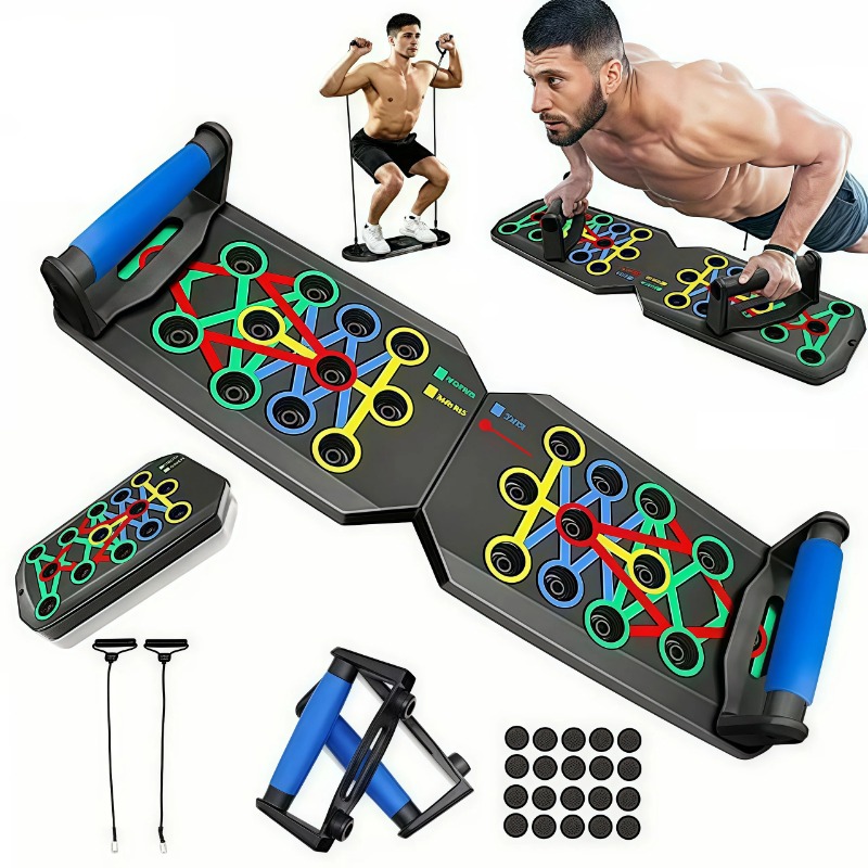 Home Gym Ideas - Tavola pieghevole per flessioni con bande